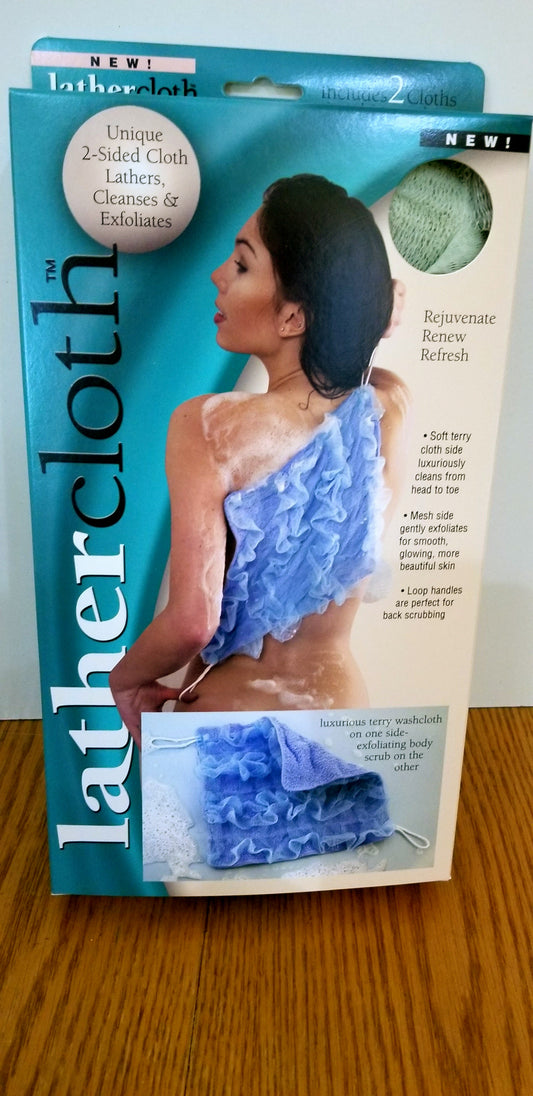 Lather Cloth™ – Luxury Exfoliating Body & Back Scrubber - GREEN "Sage" (12” x 12”)
