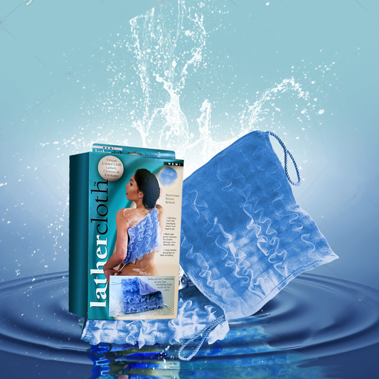 Lather Cloth™ – Luxury Exfoliating Body & Back Scrubber - BLUE (12” x 12”)