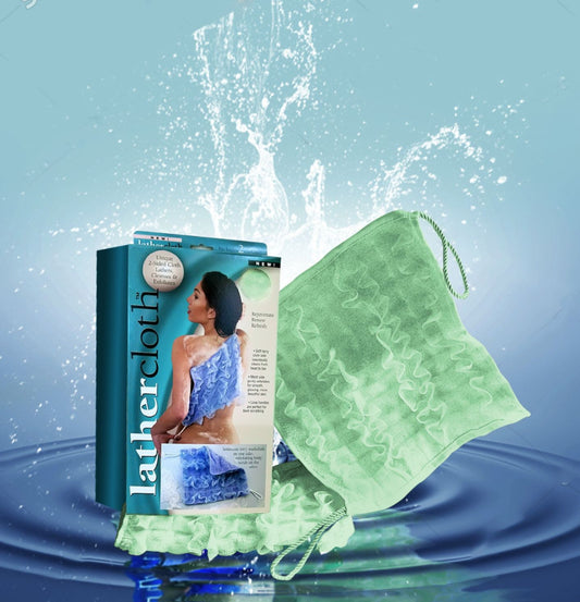 Lather Cloth™ – Luxury Exfoliating Body & Back Scrubber - GREEN "Sage" (12” x 12”)