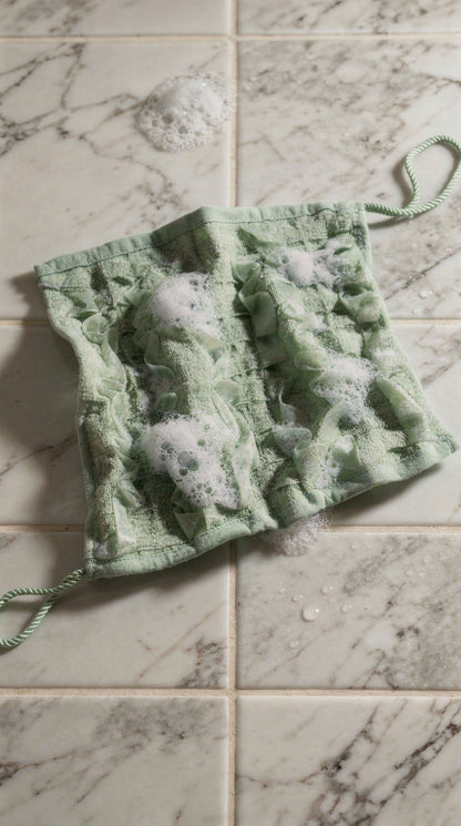 Lather Cloth™ – Luxury Exfoliating Body & Back Scrubber - GREEN "Sage" (12” x 12”)